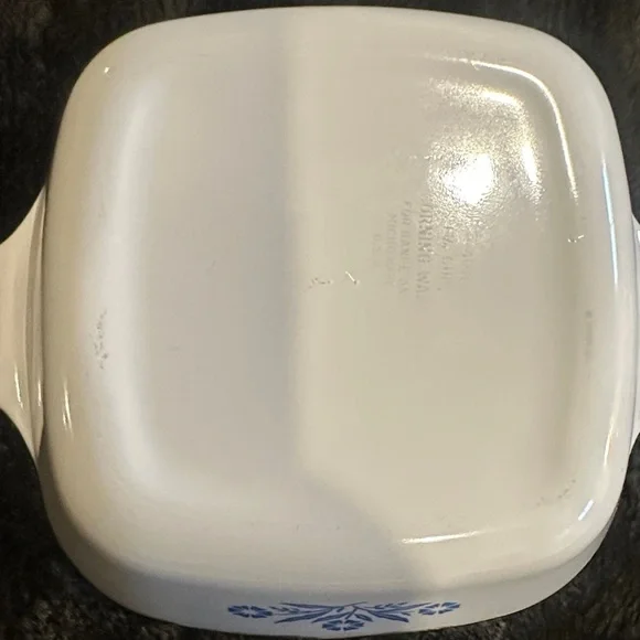 CorningWare set of 2 vintage White and Blue Square Baking Dishes 1 3/4 cup size - Picture 8 of 12